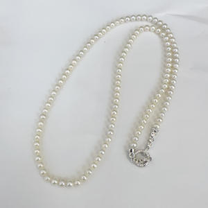 Natural 4.5-5MM Freshwater <b>Pearl</b> <b>Necklace</b> with S925 Sterling <b>Silver</b> Accessory 56cm Length Nearly Round and Almost Flawless - Product Image 1