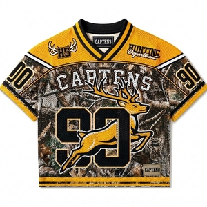 T-shirt en maille oversize pour homme, coupe carrée, style maillot de football sublimé, motif camouflage rétro, streetwear de football - Product Image 3