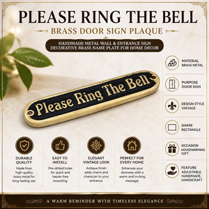 Premium Please Ring The Bell Brass <b>Door</b> Sign Plaque | Engraved Metal Entrance Notice <b>Plate</b> for Home Office Reception Decor XLX - Product Image 3