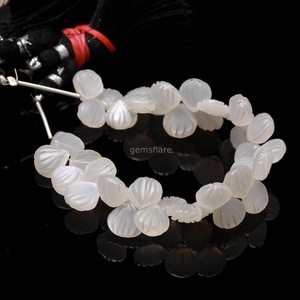 Cuentas de Piedra Lunar Blanca Natural Talladas en Forma de Concha de 9-10MM, Cuentas de Piedras Preciosas Talladas a Mano con Perforación Lateral, Cuentas Sueltas de Piedra Lunar Blanca para Joyería - Product Image 5
