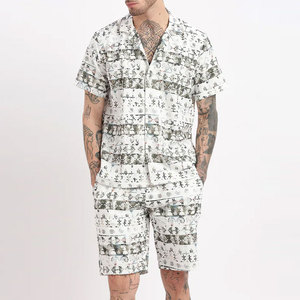 Conjunto de pantalones cortos estampados para hombre, de tela suave y ligera, venta en línea, variedad de tallas, personalizado, color de marca pura, conjunto de verano para hombre - Product Image 1