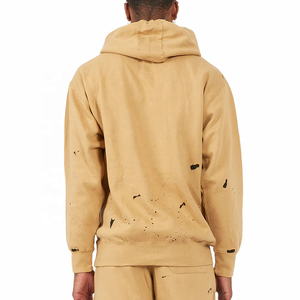 Conjunto de Sudadera con Capucha y Pantalones Deportivos Casuales de Invierno, Estilo Urbano, Color Sólido, Lavado Ácido, 100% Algodón Orgánico Ecológico para Hombre - Product Image 6