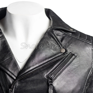 OEM Manufacturer Wholesale Men Leather <b>Jacket</b> Solid Color Leather <b>Biker</b> Available In Best Price For Online Sale - Product Image 6