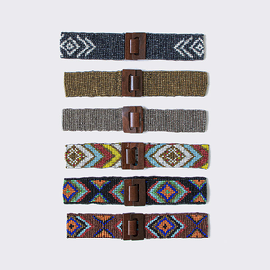 Silver Western Beaded Plastic Belt Handcrafted Exquisite <b>Beads</b> Bohemian Rope <b>Braid</b> Wood Buckle 74cm Belt - Product Image 5