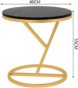 Mesas Auxiliares de Lujo con Tapa de Mármol Negro a Precio de Fábrica, Mesa Auxiliar de Metal Dorado para Sala de Estar, Salón, Oficina, Mesa de Centro - Product Image 2