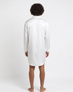 Silk Satin Long Sleeve <b>Nightshirt</b> Dress <b>Men</b> Button Up Turn Down Collar Satin Long Shirt <b>Men's</b> - Product Image 2