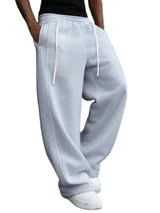 Light Grey men <b>Jogger</b> pants washed <b>Oversized</b> <b>Jogger</b> pants with Long Drawstring Wide Leg Elastic Waist Loose Fit Streetwear 2026 - Product Image 3