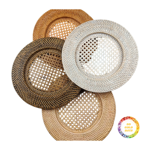 Platos de Rattan Natural Ecológicos Vintage al por Mayor, Pintados a Mano y Personalizables, para Servir la Cena - Product Image 1