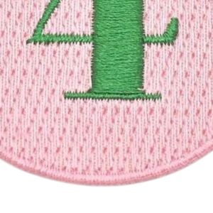 Pretty Girl Number 4 <b>Patch</b> Pink & Green Embroidered Applique Iron On Sew On Round Badge for <b>Jackets</b> Bags Hats DIY Garment - Product Image 4