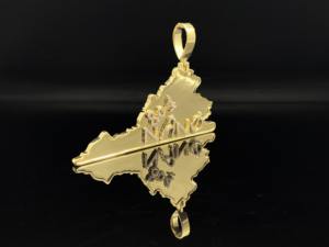 Colgante de León Personalizado de Acero Inoxidable con Circonitas Cúbicas (CZ) y Baño de Rodio Imitación, con Mapa de Estado NANO con Incrustaciones de Circonitas, Estilo Hiphop, Regalo Unisex - Product Image 2