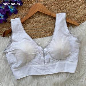 Colección de Blusas sin Mangas con Cuello en V y Estampado de Rayas Horizontales en Algodón Katha de la Mejor Calidad, Exportador Indio, Proveedor Mundial - Product Image 2