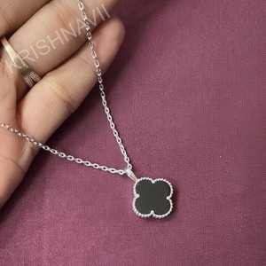 Elegant 18K White Gold Classic Moissanite Clover Pendant Cuban Link <b>Necklace</b> <b>Chain</b> Women Luxury Jewelry Party Fashion Gift - Product Image 2