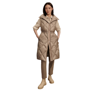 Chaleco Largo Acolchado para Mujer, Sin Mangas, con Cierre Frontal, Cintura Ajustable, Cálido, Informal, para Otoño e Invierno - Product Image 3