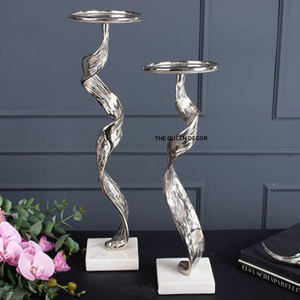 Pot à bougie en béton design de qualité supérieure, décoration de salon, porte-bougie en métal abordable en forme de feuille antique - Product Image 4