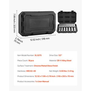 Set di chiavi a bussola metriche da 18 pezzi con attacco da 1/2 pollice, da 10-27 mm, kit di attrezzi per meccanici con custodia - Product Image 3