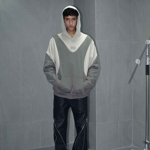 Sudadera con capucha gris para hombre con logo de diamantes de imitación, conjunto de sudadera con diamantes de imitación arcoíris, ropa de otoño, sudadera con capucha de algodón grueso. - Product Image 2