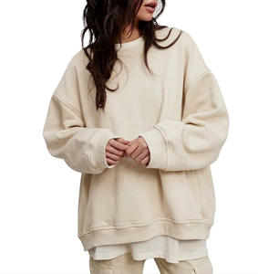 Sudadera de punto de lana extragrande informal para mujer, con hombros caídos, diseño frontal personalizado con apliques, venta al por mayor - Product Image 5
