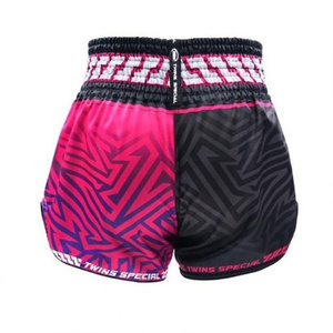 Shorts de boxe Muay Thai pour hommes RTS Wholesale Twin Special, rose et noir, imprimé satiné, taille élastique, style sportif, AI-MTS-20 - Product Image 6