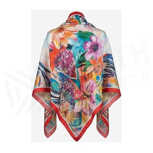 Women's Long Floral Printed <b>Silk</b> <b>Scarf</b> Elegant Multi-Functional Fashion Accessory All Seasons - Product Image 2