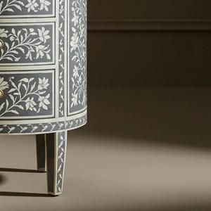 Mesa de Cajones con Incrustaciones de Hueso de ILAHI, Diseño Moderno con Detalles de Ágata, Almacenamiento de Tres Niveles, Mueble Portátil para el Hogar - Product Image 4