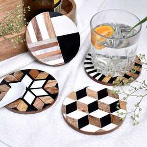 Ensemble de sous-verres en bois de manguier naturel durable, écologique, classique, élégant, personnalisable, décoration de table pour la maison et le bureau - Product Image 6