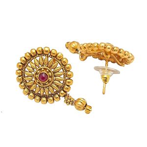 Gold Plated Imitation Pearl Choker Necklace Earring Set Ethnic Wedding & Party <b>Jewelry</b> for Women - Product Image 6