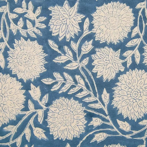 Tela 100% algodón índigo con estampado floral a mano |   Tela Botánica Azul Jaipur para Prendas de Vestir al por Mayor - Product Image 1
