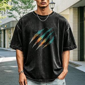 เสื้อยืดคอกลมผ้าฝ้ายซักแล้วสำหรับผู้ชาย ลายกราฟิกทันสมัย แขนสั้น สไตล์ลำลองสำหรับฤดูร้อน - Product Image 3
