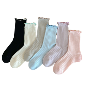 Cute Ruffle <b>Socks</b> Frilly Elegant Style <b>Socks</b> Ladies Soft Ribbed For Sweet Girls Crew Lace Edge <b>Socks</b> Custom Logo <b>Women</b> - Product Image 6