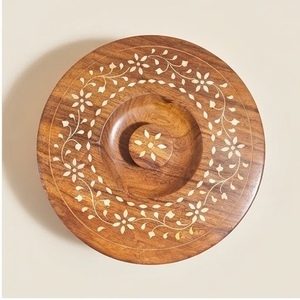 Trending Mango Wood Stock <b>Pot</b> With Lid Traditional Floral Inlay Design Sustainable Handcrafted Round Container - Product Image 6