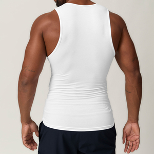 Camiseta sin Mangas Blanca para Hombre HSI, Cuello Redondo, Color Sólido, Casual, Transpirable, Spandex, Estilo Tejido Ajustado HIGH STREET - Product Image 4