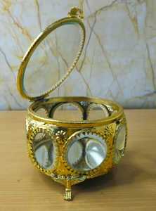 Luxury Gold Metal Brass Modern Jewelry <b>Box</b> Hinged <b>Lid</b> <b>Decorative</b> Trinket Organizer Ornate Candy Dish Wedding Diwali Housewarming - Product Image 2