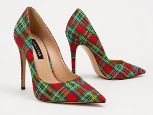 Escarpins à talons hauts en tartan écossais pour femmes – Chaussures à talons aiguilles à carreaux tendance pour événements formels - Product Image 1