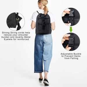 Forro de poliéster impermeable Mochila con cordón personalizada Bolsa de gimnasio Gran capacidad Cuerda Cinch Sack Bolsillos Gran capacidad para gimnasio - Product Image 4