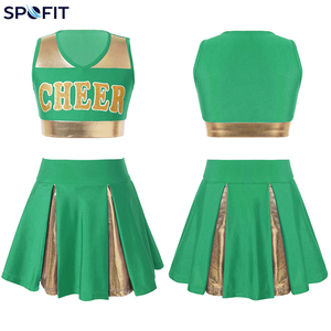Tenues de cheerleading personnalisées pour équipes, technologie de séchage rapide, haut court sans manches et jupe, ensemble uniforme de cheerleading - Product Image 1