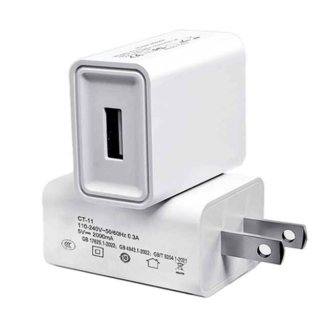 China Factory Supply 5V 2A USB Power Adapter Charger for Smart Watch Earphone Desktop Use US Plug Fireproof PC Material