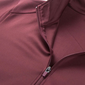 Survêtement pour homme, couleur bordeaux, col montant, fermeture éclair intégrale, couleur unie, décontracté, respirant, coupe classique, avec poches latérales, disponible à la vente - Product Image 2