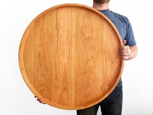 Plato de Servir Redondo de Madera Natural Clásica, Pulido, Duradero y Decorativo para Té, Café, Desayuno, Bodas y Otras Ocasiones - Product Image 2