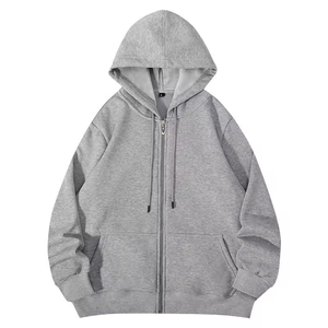 Sudadera con capucha y cremallera para hombre, talla grande, color naranja, con logo personalizado, estilo casual, tejida, para otoño. - Product Image 4