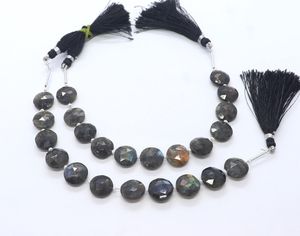 Flashy <b>Labradorite</b> Faceted Coin Cut Side Drill Gemstone Beads 12MM Fine <b>Labradorite</b> Fancy Shape Loose Beads 6Inch Jewelry Making - Product Image 1