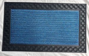 Paillasson moderne en caoutchouc rectangulaire à bordure géométrique, tapis d'intérieur noir, fabriqué à la machine, design élégant - Product Image 3
