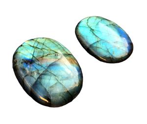 Natural Labradorite Loose Gemstone Smooth Oval Shape 2 Pieces Cabochons Natural <b>Stone</b> <b>Beads</b> for DIY Jewelry - Product Image 1
