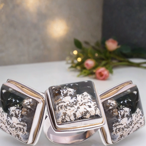 Anillo de piedras preciosas de ágata musgo cuadrado hecho a mano, anillo de moda Natural para fiesta de compromiso o aniversario - Product Image 2