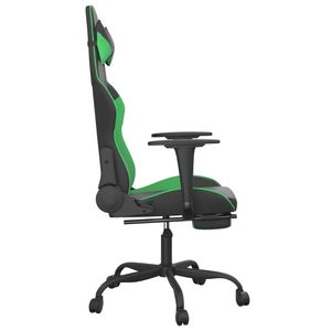Chaise de jeu en similicuir noir et vert avec repose-pieds - Product Image 4