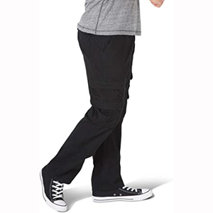Pantalon cargo décontracté brodé pour homme, coupe droite, taille mi-haute – Conception multi-poches en 100 % coton doux et durable pour le travail et les voyages - Product Image 1