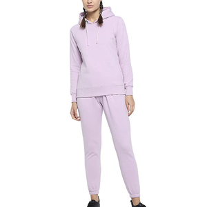 Tracksuit Set Sportswear Casual Summer 100% Cotton Sweatpants <b>Hoodie</b> OEM Custom Logo Plus Size Women's Solid 3D 2-Piece - Product Image 1