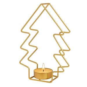 Elegant Gold Metal Wire Christmas <b>Tree</b> Candle Holder with Star <b>Topper</b> for Tabletop & Fireplace Mantel Holiday Decor - Product Image 4