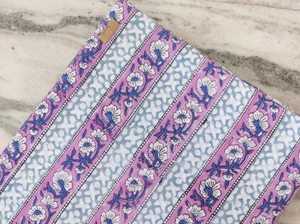 Eco-Friendly Lightweight Lavender Stripe Hand Block Print Cotton Fabric Floral Indian Textile Dress <b>Material</b> <b>Sewing</b> Wholesale - Product Image 2