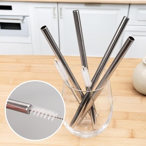 Pailles à boire en acier inoxydable de qualité supérieure, réutilisables, accessoires écologiques pour les smoothies - Product Image 3