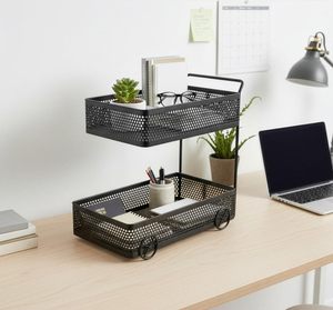 Étagère de rangement multifonctionnelle à 2 niveaux - Noir |   Étagère de rangement moderne et durable pour comptoir de cuisine et salle de bain | - Product Image 3